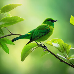 Fototapeta premium Green Bird Closeup