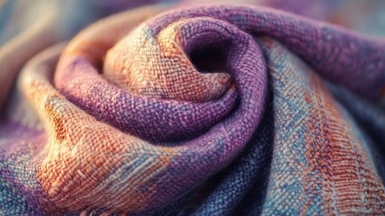 Fototapeta premium Close-up of multicolored woven fabric with detailed texture