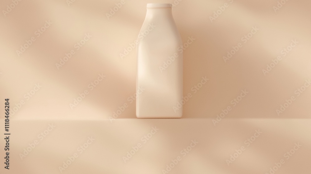 Poster minimalist scene featuring a milk carton on a soft cream background in a tranquil setting