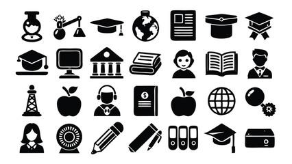 Learning & Education related icon editable stroke outline  set of different types small icons isolated on white background flat vector illustration