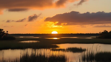 Fototapeta premium Beautiful sunset on the Wadmalaw River
