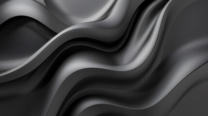 Fototapeta premium Abstract Dark Grey Wavy Background, Elegant Swirling Design, 3D Render, Smooth Curves, Modern Minimalist Style, Luxury Texture, Shiny Surface, Gray Gradient, Fluid Shapes, Seamless Pattern, 