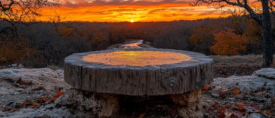 A tree stump sitting on top of a rocky hillside