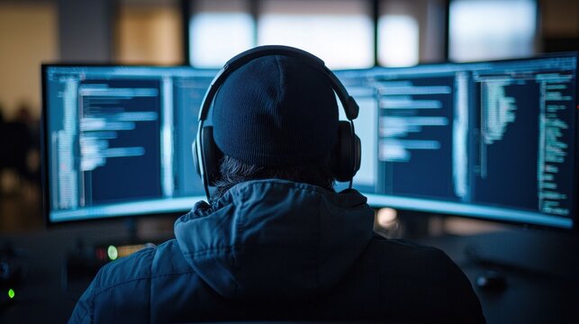 Hacking techniques, A hacker using a man-in-the-middle technique, intercepting data between two communicating devices.