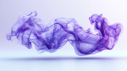 Abstract purple smoke flowing elegantly in soft light background