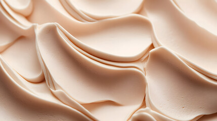 Obraz premium Close up texture of whipped light pink cream. Dessert and confectionery concept. Banner with beige cosmetic smears of face cream with copy space. Color of the year 2025 Mocha Mousse. 