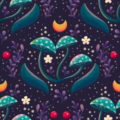 Enchanted Mushroom Forest Pattern
