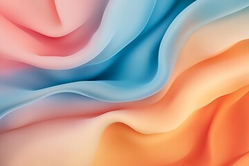 Obraz premium Abstract pastel wave background. Soft peach, blue, and orange hues create a dreamy, flowing design.