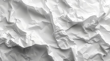 Obraz premium Texture of crumpled white dirty paper, top view. Light gray crumpled paper background, close-up. Blank white sheet of paper. Place for text. Copy space