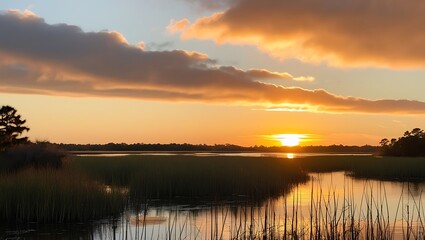 Fototapeta premium Beautiful sunset on the Wadmalaw River