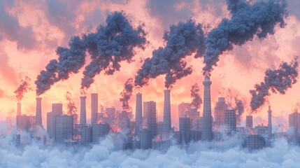 Surreal art of fossil fuel alternatives in pollution-heavy urban landscapes