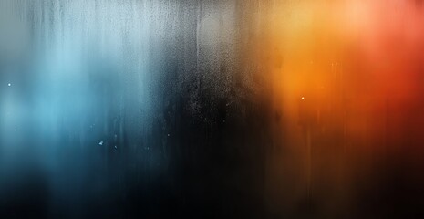 Abstract condensation on glass. Cool blue and warm orange hues create a dramatic contrast.