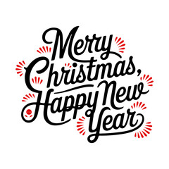 Merry Christmas and Happy new year vector typography design. Xmas greeting card Invitation script calligraphy.