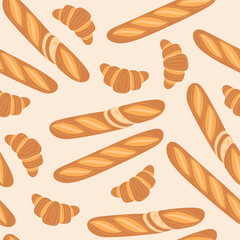 Elegant Seamless Pattern with French Bakery Delights