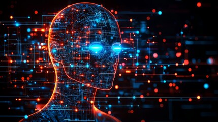 Fototapeta premium a man's head with a circuit board in the background