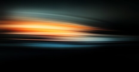 Abstract streaks of orange, teal, and gray blend into a dark background, creating a dynamic and energetic image.