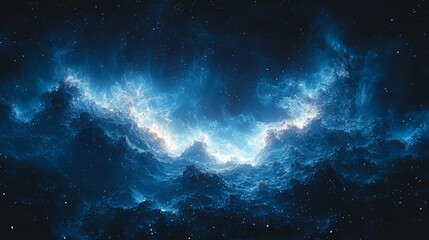 a blue nebula with stars in the background