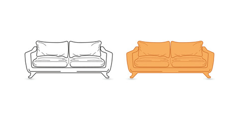 Sofas furniture vector illustration with two colors on white background