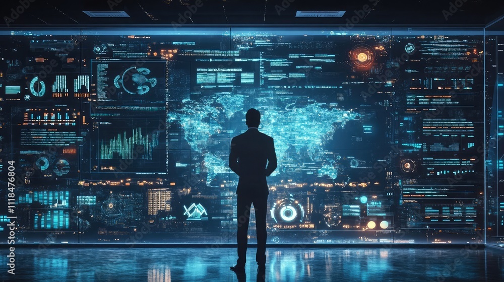 Poster a business analyst using a dashboard to extract insights and develop strategies from big data