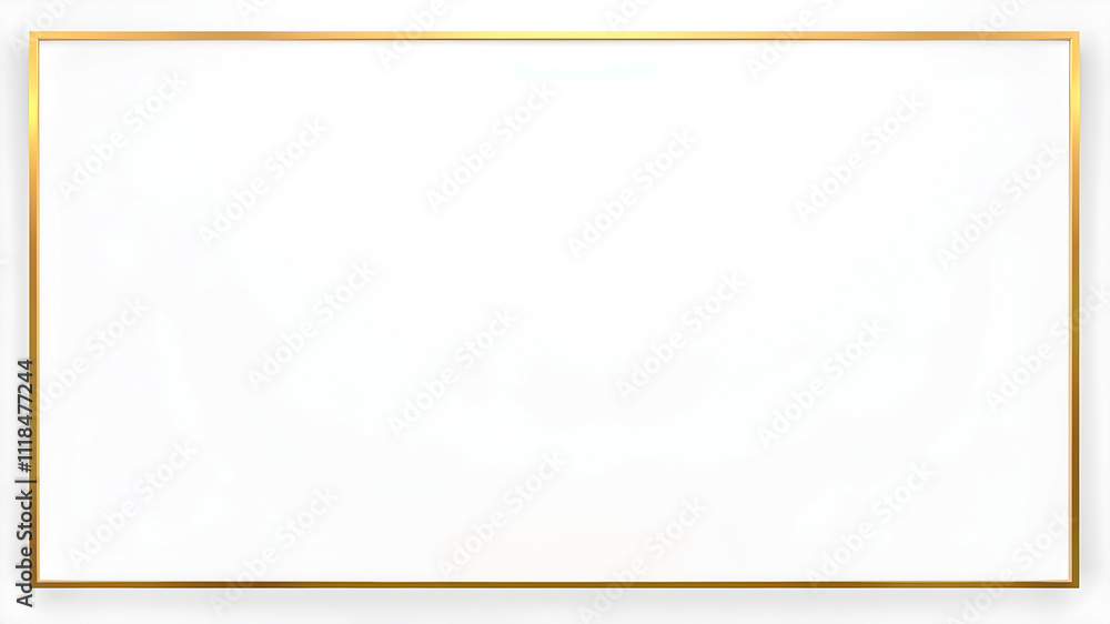 Poster gold frame on white background. 3d rendering. empty template.