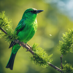 Obraz premium Green Bird Closeup