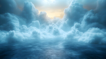 Obraz premium Blue Sky Clouds Above Ocean - 3D Illustration