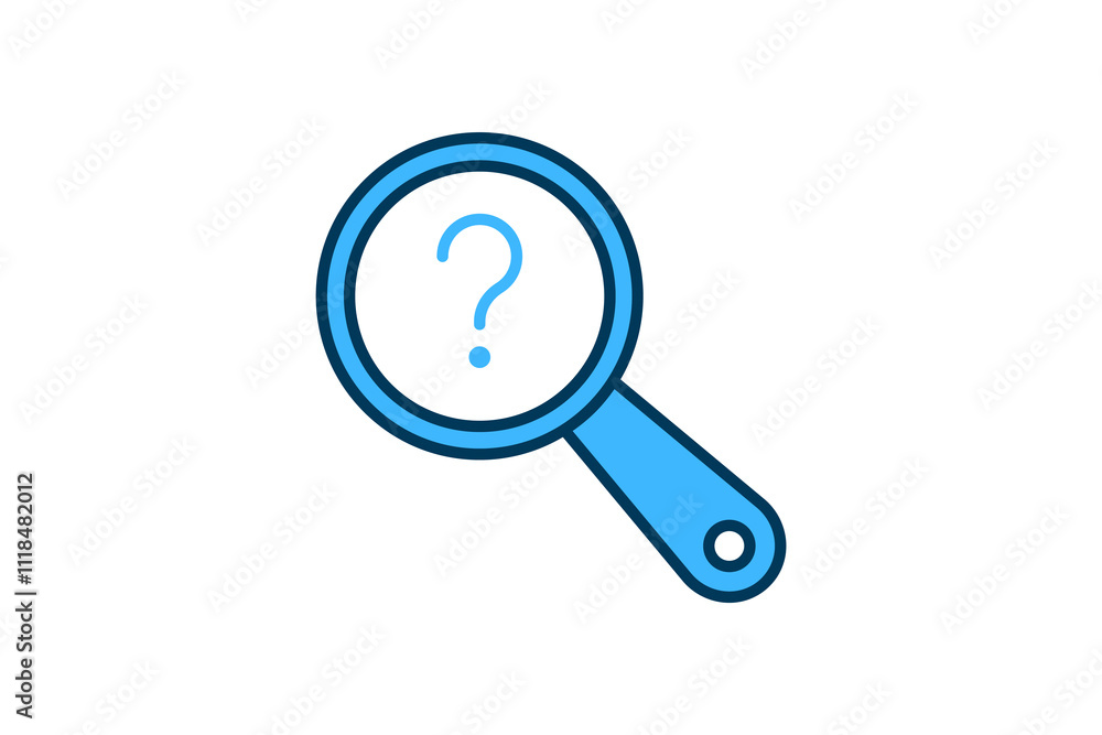 Poster search icon with question mark icon. icon related to search. suitable for web site, app, user interf