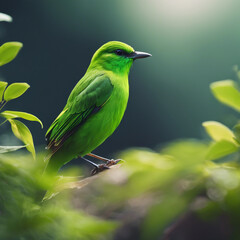 Green Bird Closeup