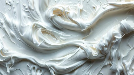 Obraz premium A white, creamy substance that appears to be a type of frosting or whipped cream