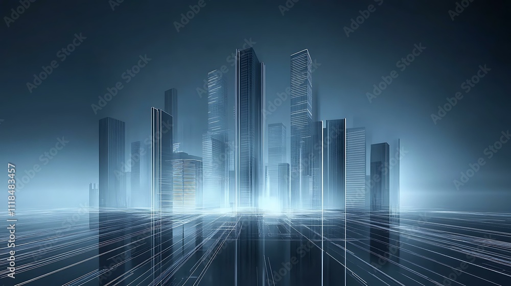 Poster Futuristic Cityscape Digital Illustration