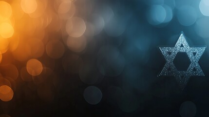 Sparkling Star of David against a warm and cool bokeh background.