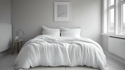 White Linen Bedding Set in a Modern Bedroom