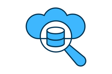 Database Search icon. icon related to Search. suitable for web site, app, user interfaces, printable etc. flat line icon style. simple vector design editable