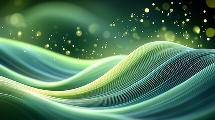 Abstract Green Wave Background Design
