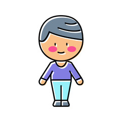 chibi character boy color icon vector. chibi character boy sign. isolated symbol illustration
