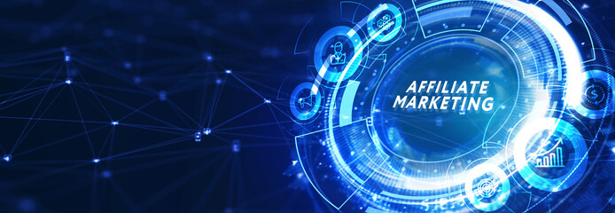 AFFILIATE MARKETING. Business, Technology, Internet and network concept. 3d illustration