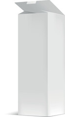 Realistic white cardboard box packaging opening up to reveal its interior, ideal for showcasing products, enhancing branding, and creating engaging design mockups