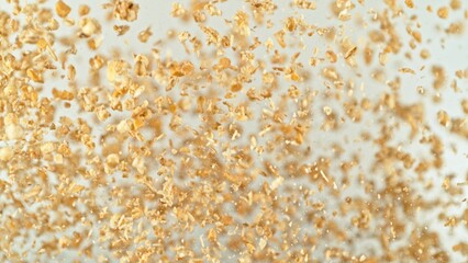 Freeze Motion of Oatmeal Flying in the Air.