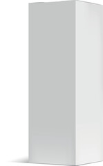 Realistic white blank cardboard box packaging mockup casting shadow on white background, ideal for product presentations or branding designs