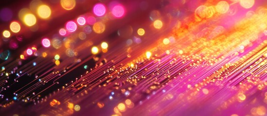 Obraz premium Abstract colorful circuit board with bokeh lights.