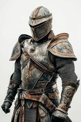 Fototapeta premium Ornate medieval armor, weathered metal, chainmail.