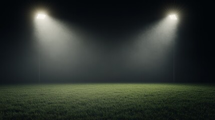 Night game.  Empty field illuminated by stadium lights.