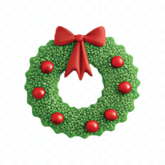 abstract 3d Christmas wreath with lights and berry isolated on white background