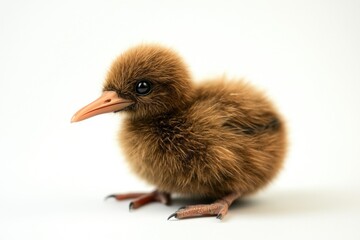 Brown bird on white surface