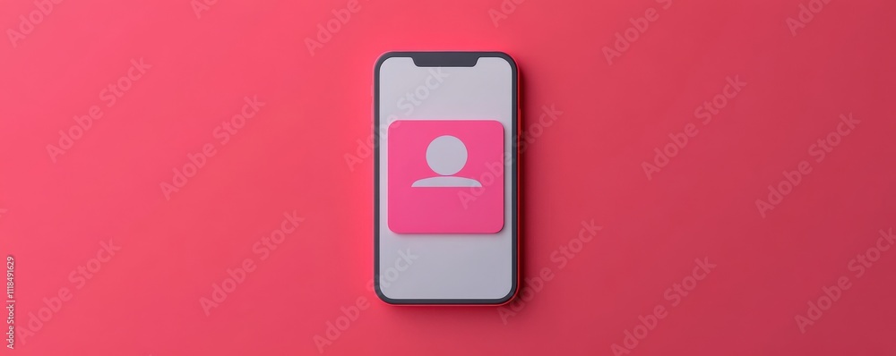 Poster spam call phone security concept. smartphone displaying a user profile icon on a vibrant background.