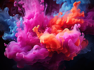 Obraz premium Colorful Ink Explosion in Dark Background