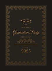 Elegant dark graduation invitation template