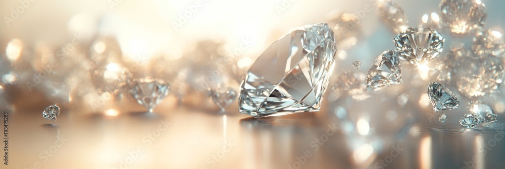 Poster sparkling array of radiant diamonds in soft light