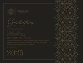 Dark graduation invitation with ornament template