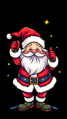 Fototapeta premium Retro Santa Illustration: Holiday Cheer in Whimsical Comic Strip Style